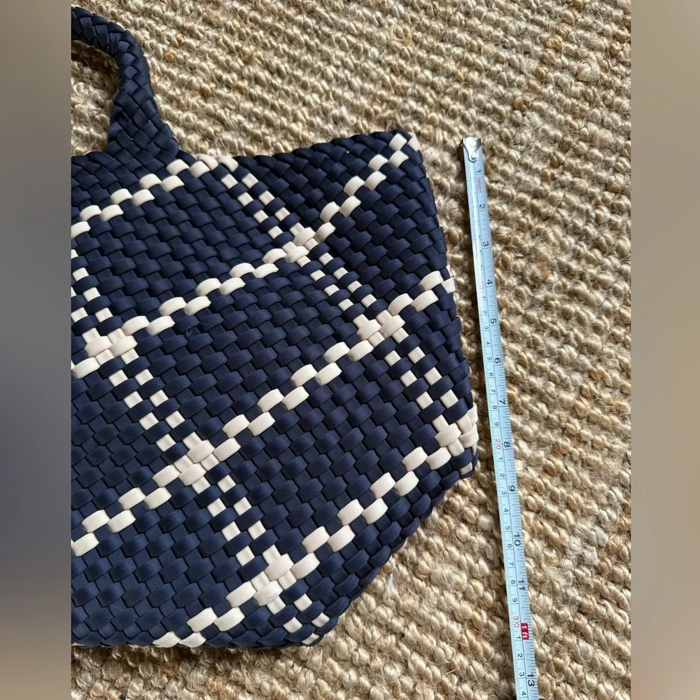 Naghedi Navy and Cream Woven Tote - Picture 9 of 12